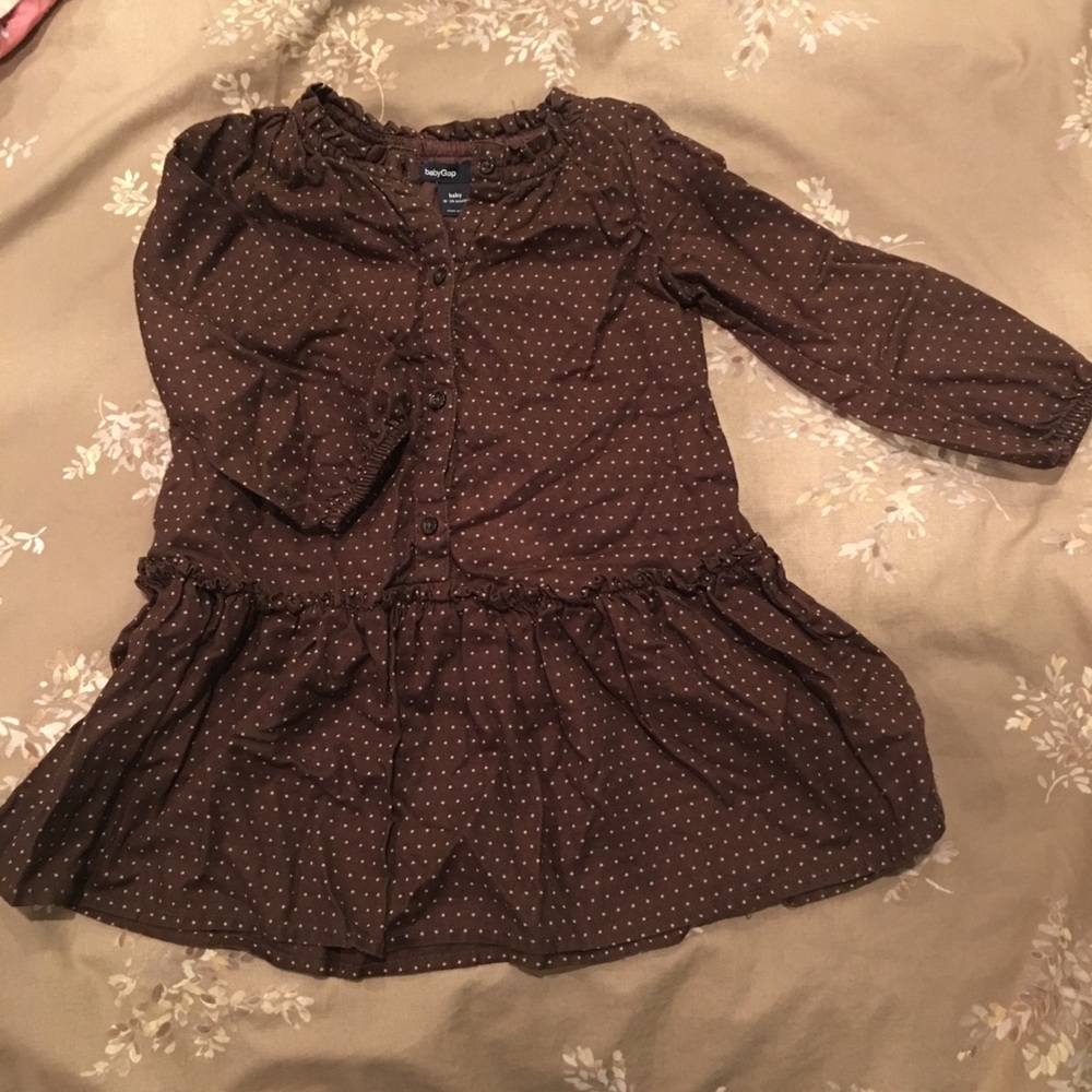Baby Gap brown star dress 18-24 Mo felted cotton